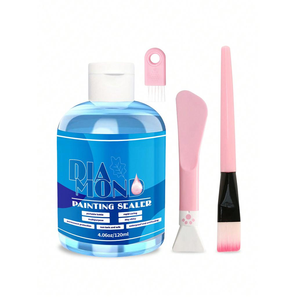 Набор для создания алмазной живописи 120 мл с 3 кисточками, клей для пазлов Diamond Art Sealer, аксессуары и инструменты для алмазной живописи для взрослых (4 унции)