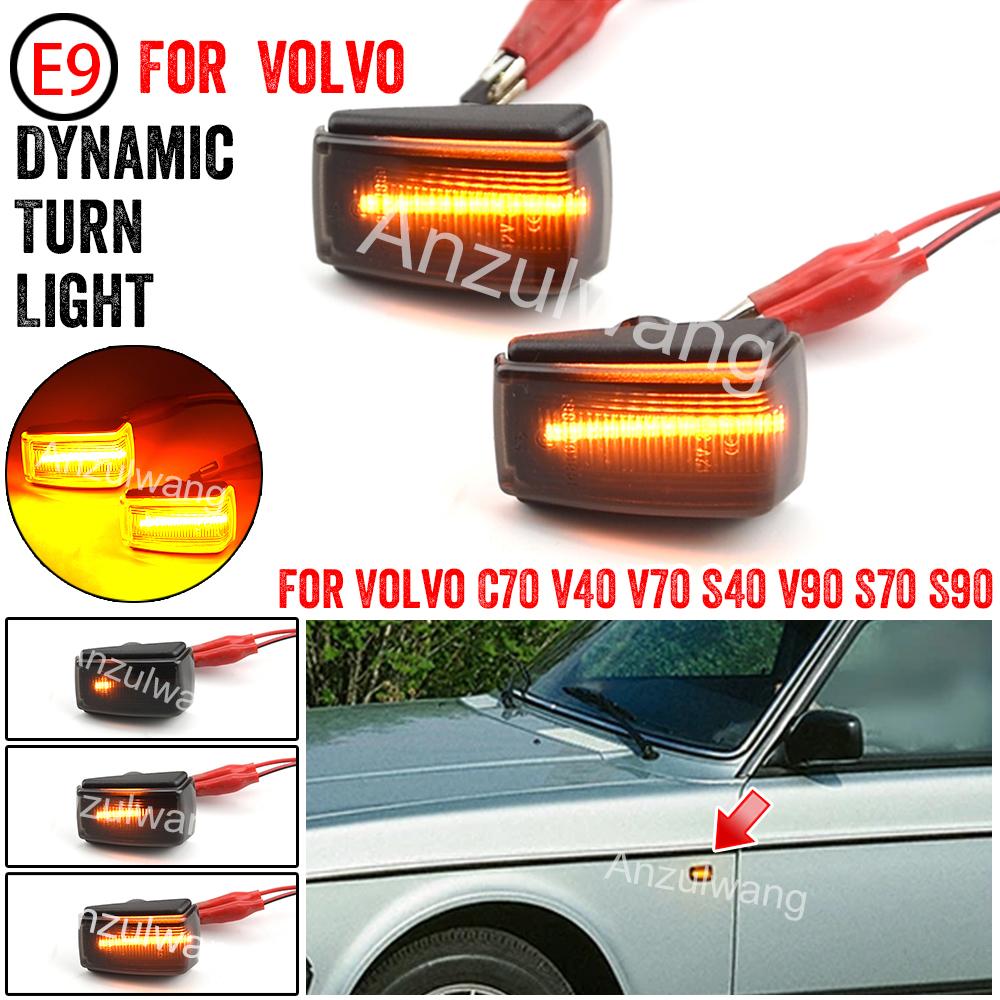 2Pcs For Volvo C70 V40 V70 S40 V90 S70 S90 LED Dynamic Side Marker Lights Car Turn Signal Blinker Lamps 850 240 740 940 960 260