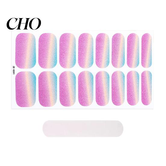 Home Manicure Decals Glitter Nail Polish Strips with File Easy Apply Remove Self Adhesive Women Art Full Sticker DIY Decoration Wrap Peel Stick Nails