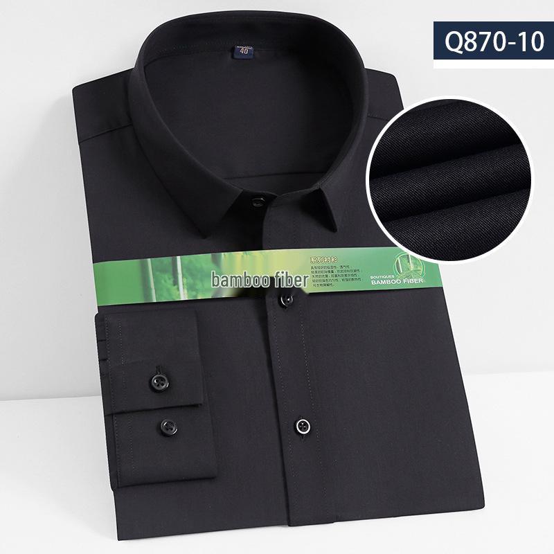 Youth Casual Slim Fit Men's Shirt: Solid Color, Light Business, Turn-Down Collar, Fashion Work Uniform