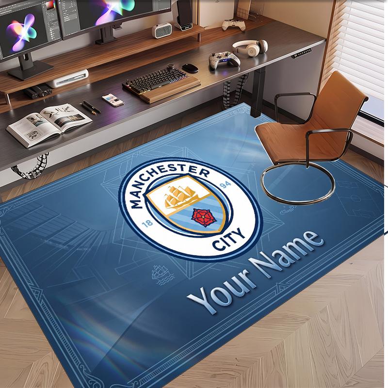 Personalized Crystal Velvet Carpet Manchester City Pattern Non Slip Floor Rug