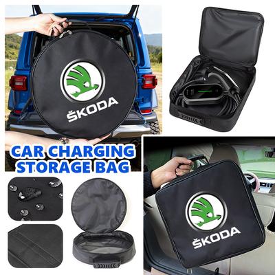 Для Skoda Автомобильный Логотип Чехол для Кабелей Сумка для Хранения Зарядного Пистолета Водонепроницаемый Органайзер для Кабелей Octavia A5 A7 RS Fabia Superb Rapid Karoq