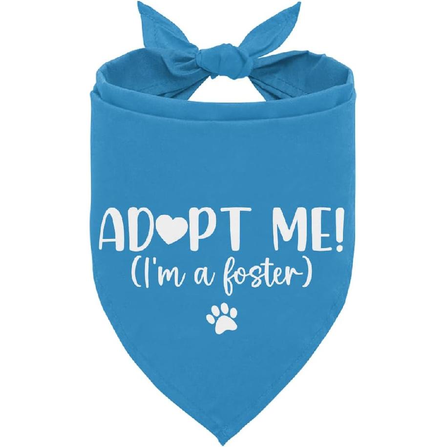 Adopt Me I'm a Foster Dog Bandana, Adopted Puppy Bandana Baby Dog Announcement Tie on Scarf, Blue Dogs Bandanas, Pet Scarf Accessories for Small