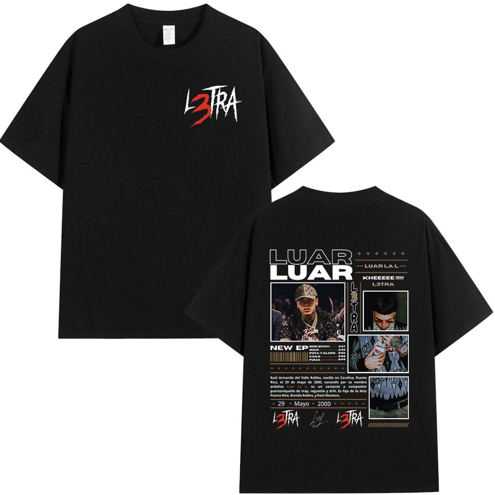 Rapper Luar La L Music Album L3TRA T Shirts Unisex Hip Hop Fashion Short Sleeve Tshirts Vintage Oversized Streetwear Tshirt