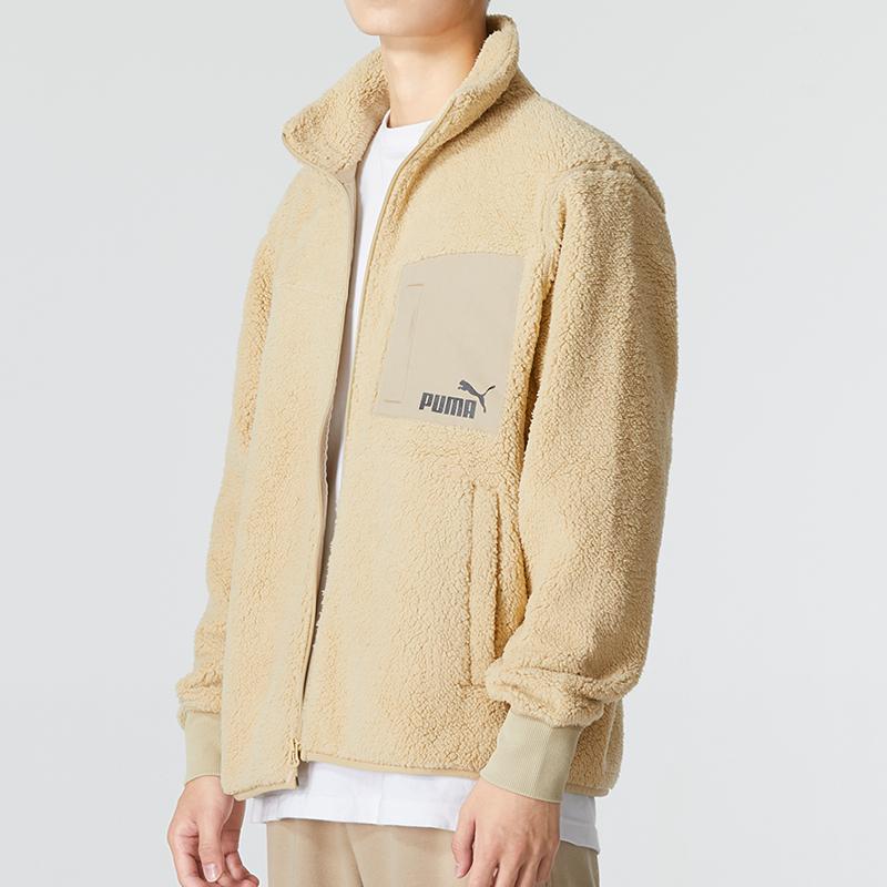Puma Relaxed Sherpa Jacket With Stand Collar Unisex Outerwear Khaki 673645-12