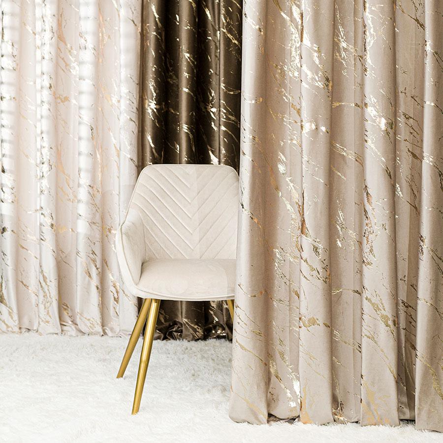 Marma - Ready-made curtain with eyelets - 140x250cm - Dark with print