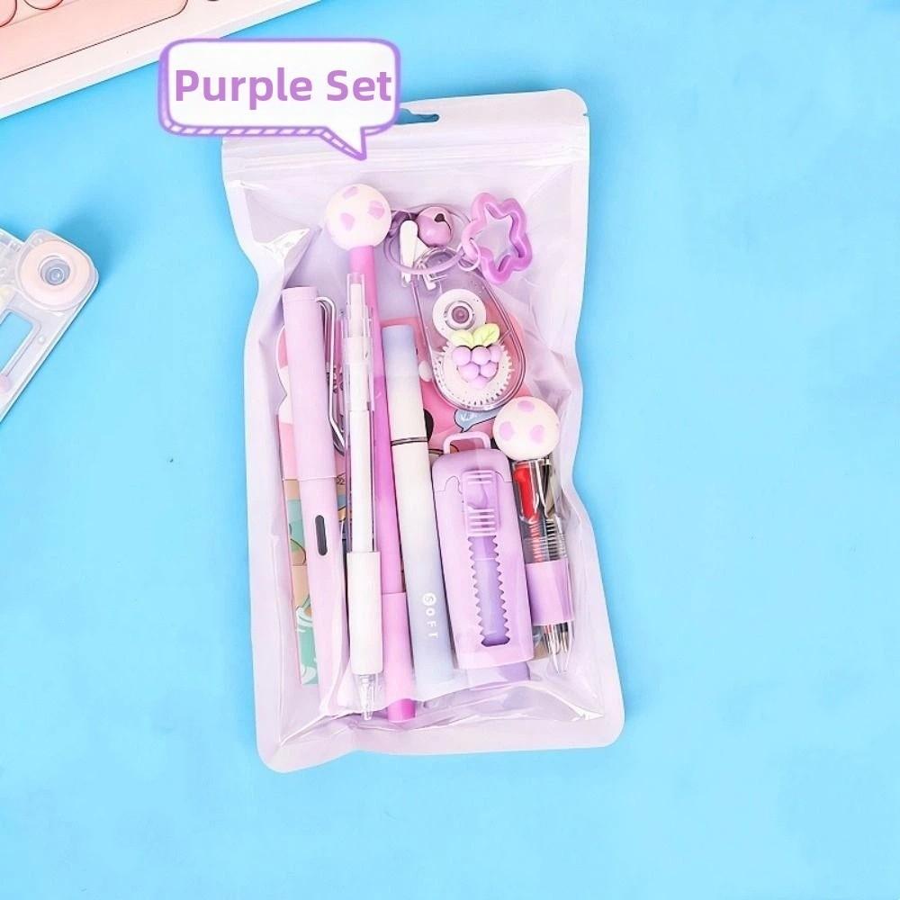 Cartoon School Stationery Set 6 Color Pens Cartoon Stationery Set for Primary School