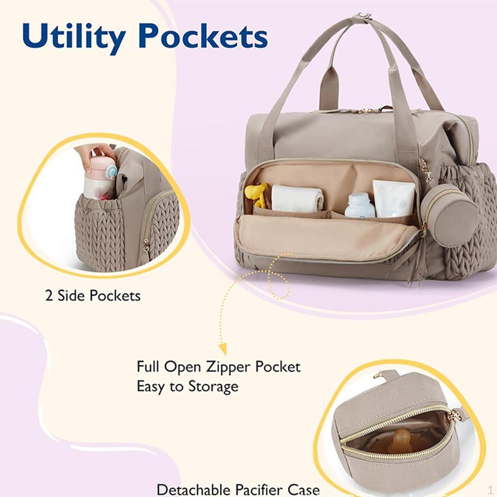 Diaper Bag Baby with Pacifier Case Water Resistant Mommy Shoulder Maternity for Travel