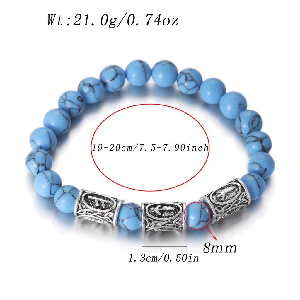 Браслет мужской Викинг Руны Норвегии Камень 8 мм Натуральный Нефрит Содалит Бирюза Бусины Лавы Украшения Браслеты Мужские Pulseras