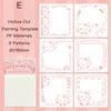 Journamm 6Sheets Hollow Flower Cartoon Drawing Template Diary DIY Graffiti Decor Painting Scrap Booking Decoration Album Crafts