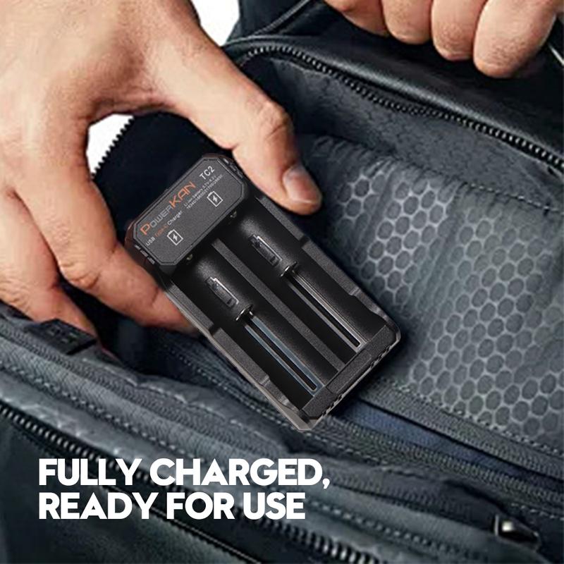 POWERKAN Battery Charger, Type-C USB Input, for 3.7V Li-ion Batteries Compatible with 2665016340 14500 21700 18650 Charging