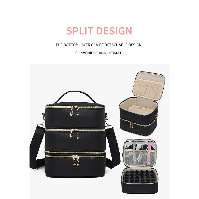 3 Layer Nail Polish Storage Bag Cosmetic Bag Portable Handbag for Women Travel Essential Oil Bag Nail Care Tool Storage Box