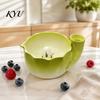 Small Produce Cleaning Tool Self-Spinning Ceramic Berry Washing Bowl, Built-In Drainage Holes Lead Free Strainer Fruit Strainer, Compact Vortex