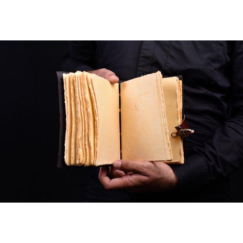 Sun and Moon Handmade Deckle Paper Journal for Men and Womene Spell Notebook for Traveling Sketchbook Poetry Book