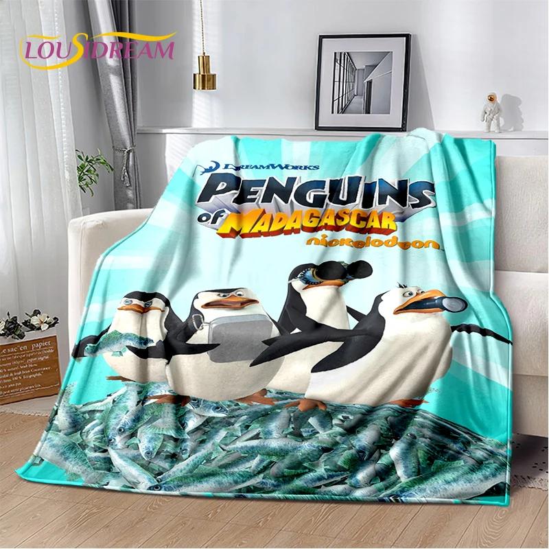 Милые пингвины из мультфильма «Мадагаскар» Плед, Мягкий плед для дома, спальни, кровати, дивана, пикника, путешествий, офиса, Покрывало, Подарок для ребенка