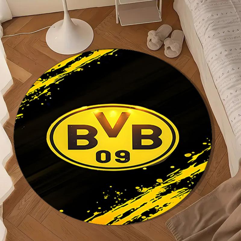 1PC rug Bvb Soccer Ball Design Round mat Home Decor, Chair rug For livingroom,Bedroom, doormat home decor Birthday Gift Christmas Gifts