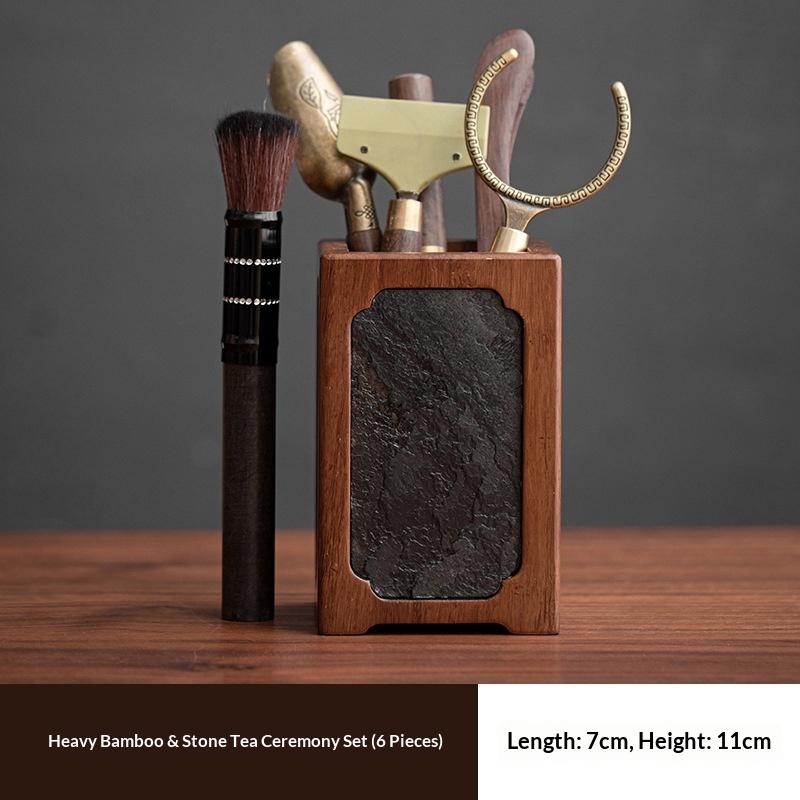 High-end Accessible Luxury Tea Ceremony Six Gentlemen Suit Walnut Rock House Tea Making Tools Supplies Tea Table Accessories