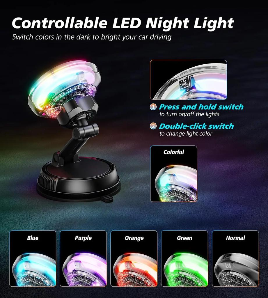 QI2 Охлаждающий RGB Магнитное Беспроводное Автомобильное Зарядное Устройство Быстрая Зарядка Радиатор Вакуумная Присоска Для Magsafe iPhone 12-17 Держатель Телефона