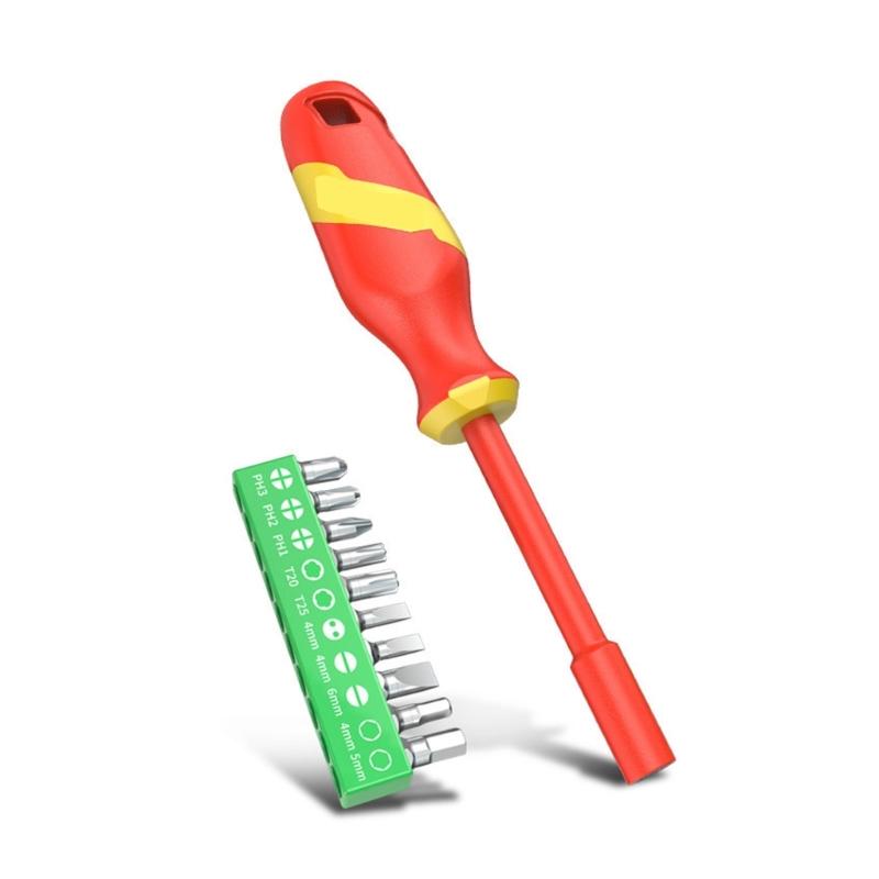 Ударопрочный изолированный набор бит для отвертки со стальным наконечником для техников, электриков, DIY-проектов, инженерного использования