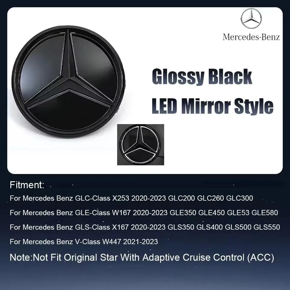 AABGY1 Fit For Mercedes Benz Chrome Silver Front Grille Mirror Star LED White Illuminated Emblems X253 W167 X167 W447 2020-2023