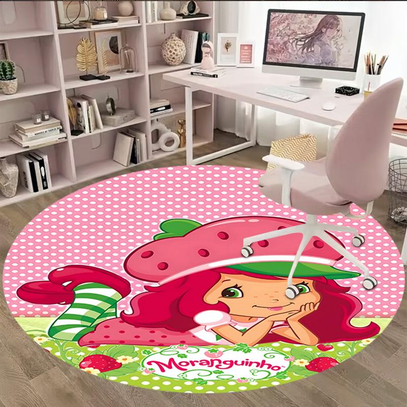 1pc Princess Strawberry12 Carpet, Round Rug, Comfortable, Suitable for Entryways, Living Rooms, Office, And Bedrooms, Christmas Decoration