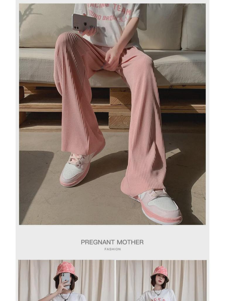 Широкие брюки для беременных из дышащего шелка Ice Silk, весна/лето 2024 г. — легкие, свободные, прямые повседневные брюки.