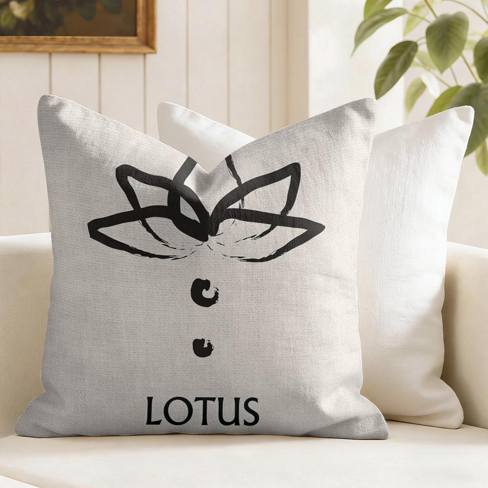 Abstract Lotus Zen Symbols Cushion Cover Summer Linen Pillow Case Organic Fabric Cushion Cover DoubleSided Sofa Home Decor