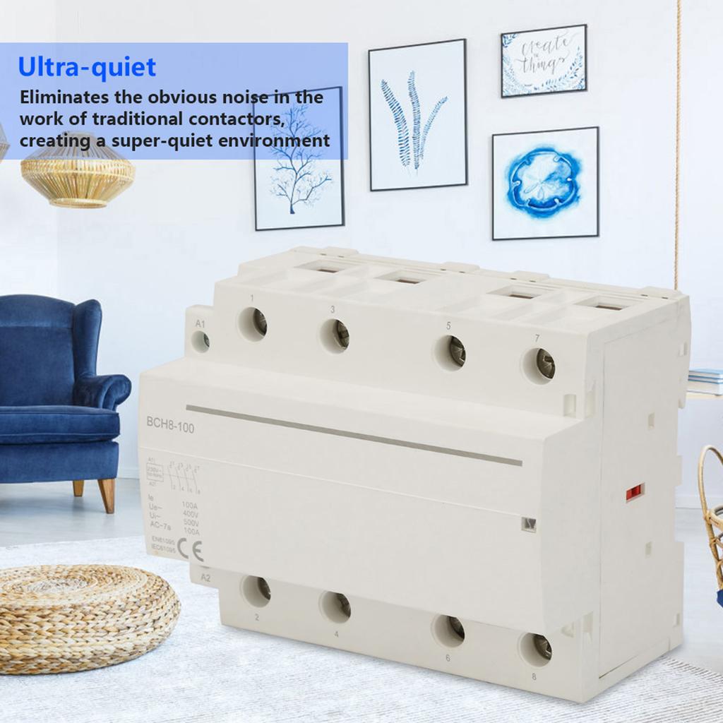 4P 4NC 100A 50 60HZ Household DIN Rail AC Contactor Low Power Consumption (AC230V)