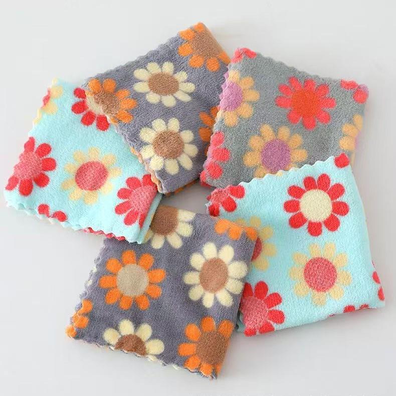 Набор мягких впитывающих кухонных полотенец и полотенец для рук из кораллового флиса с рисунком подсолнуха
