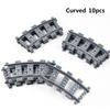 City Train Tracks Train Rail Straight Curved Tracks Sets Building Blocks Bricks Cross Flexible Track Parts Kids Construction Toy