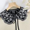 Women Girls Lace Fake Collar Shoulder Wrap Detachable Mesh Embroidery Floral Lace Shawl Wrap Cape Half Shirt Collar