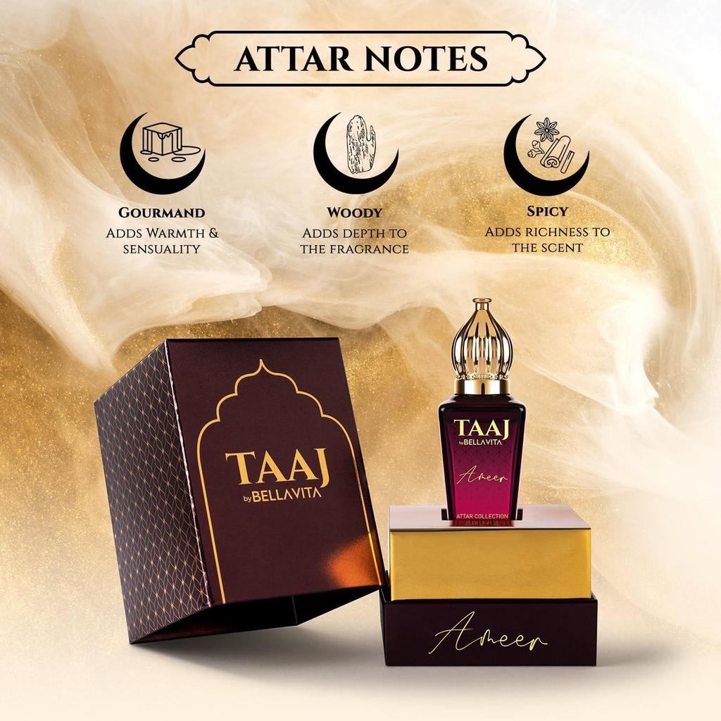Bella Vita Luxury TAAJ Ameer Attar с лимоном, бобами тонка, ванилью и пачули для мужчин и женщин