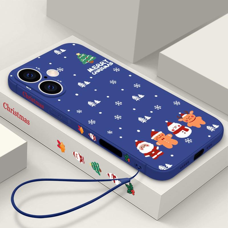 Матовый чехол-шнурок с рождественским узором для iPhone 16 Pro 15 14 Plus 13 12 Mini 11 Pro Max Xr Xs 7 8 Se мягкий тонкий чехол из ТПУ
