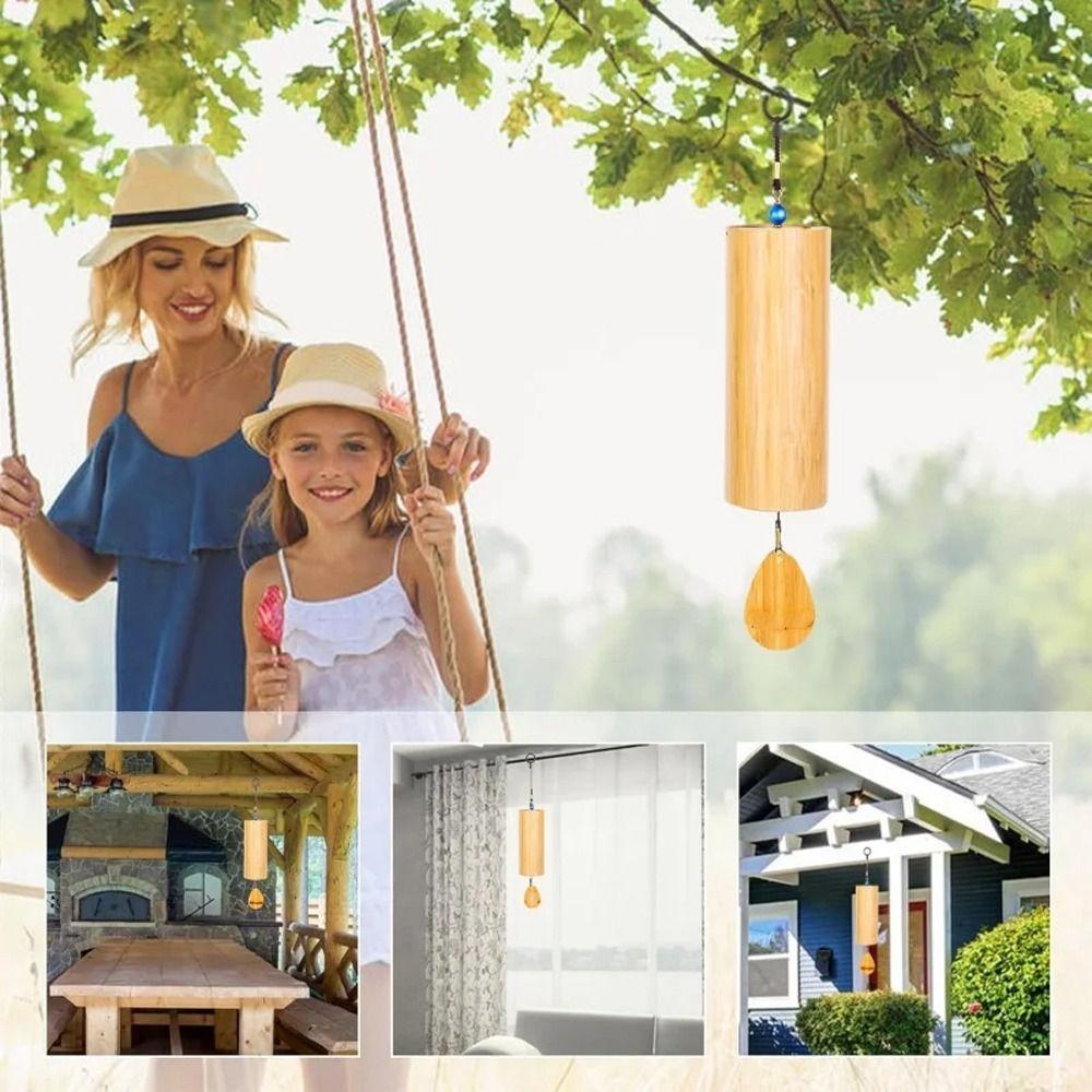 Hand Cranked Musical Windchime Antique Blessing Bell Landscape Decor Bamboo Wind Chimes Garden