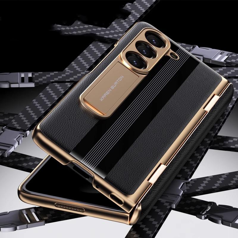 Для Samsung Galaxy Z Fold 6 5 Чехол Шарнир Магнитное Покрытие Натуральная Кожа Чехлы Складной 4 3 360 Полная Защитная Пленка Подставка Чехол