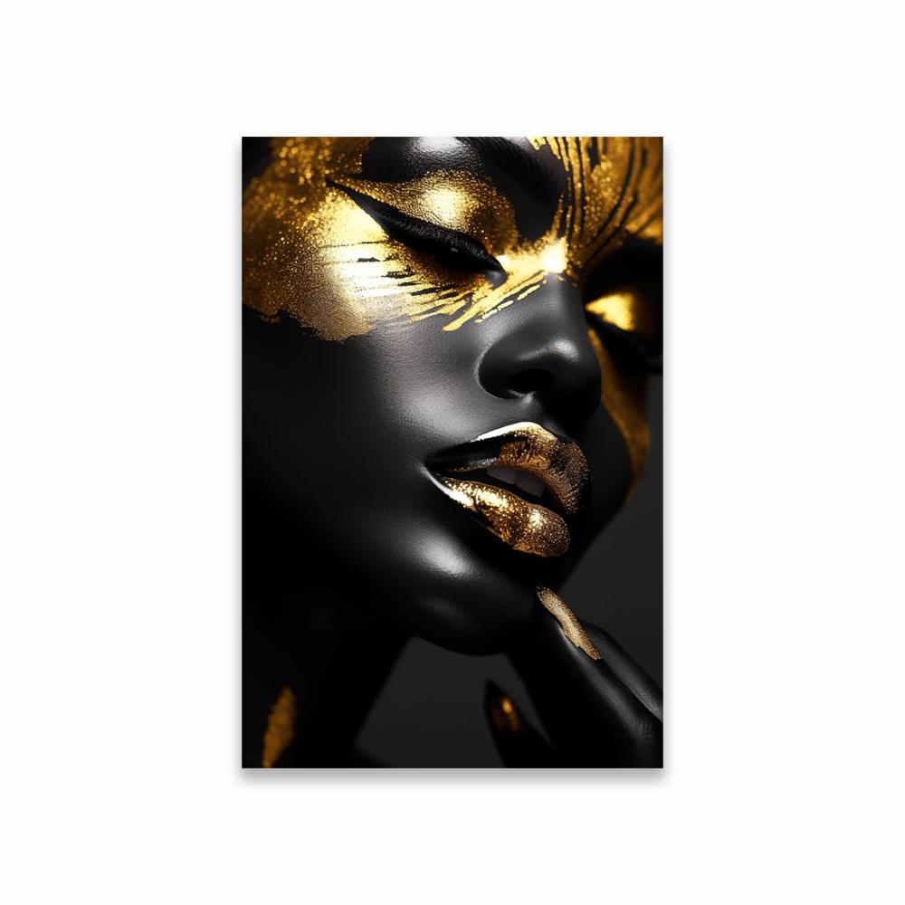 African American Wall Art Poster Abstract Women Canvas Prints Black and Gold Girl Prints Modern Home Decor for Living Room Decor