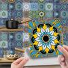 24pcs/set Mandala Pattern Wall Tile Stickers Ceramic Removable Wallpaper Antique Self-adhesive Flower Fighting Retro Refurbished