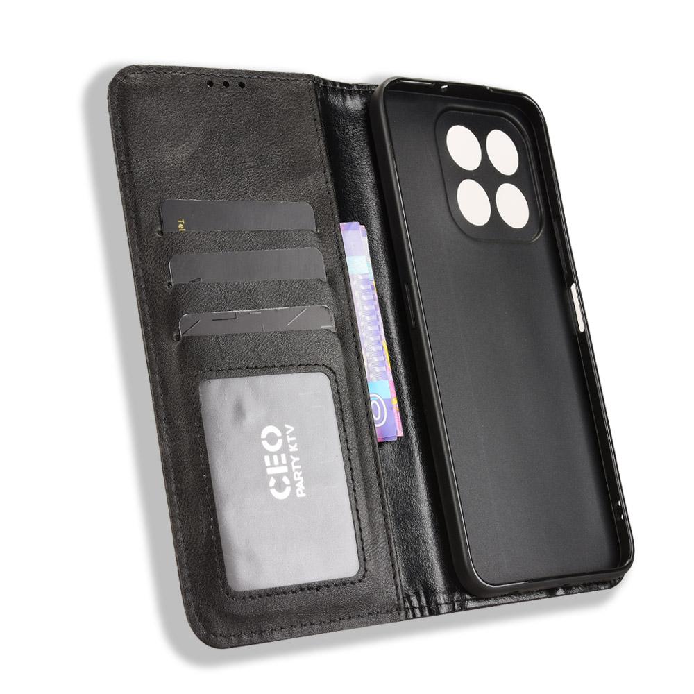 For Honor X6c 4G Leather Case Wallet Stand Retro Texture Phone Cover