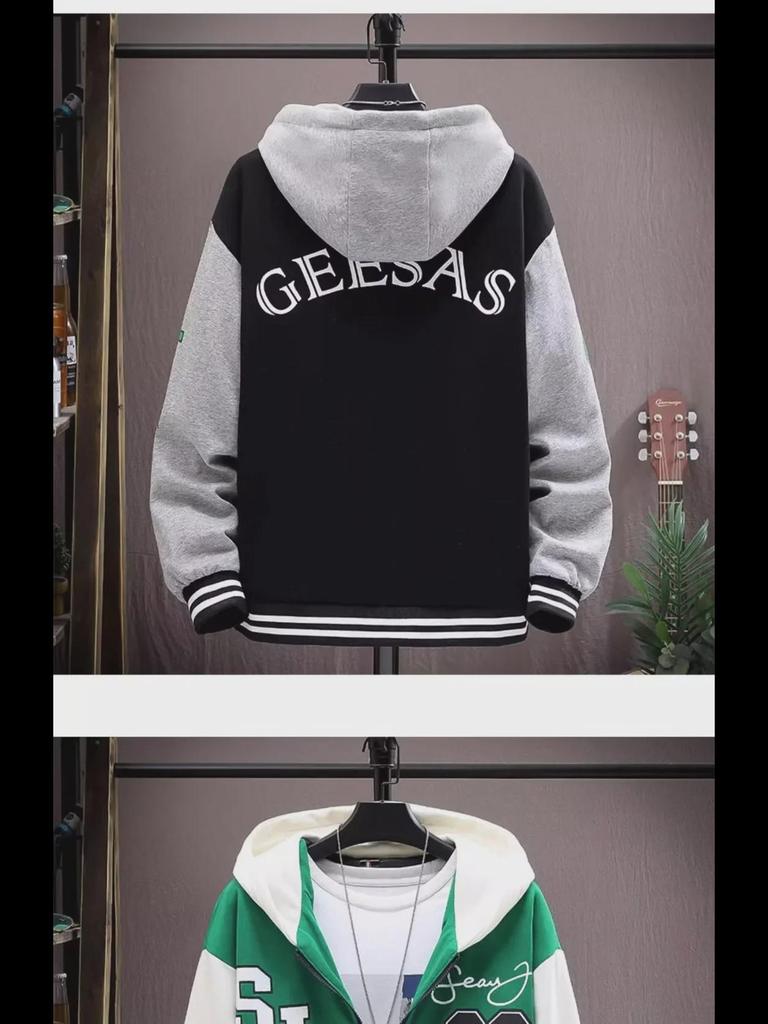 Осенний молодежный кардиган на молнии с цветными блоками 2023 года для учеников младших классов средней школы - тонкий мужской свитер-куртка