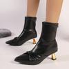 Острый носок на среднем каблуке женские ботильоны сексуальная обувь 2025 тренд дизайнер новые плиссированные выпускные ботинки челси панк туфли-лодочки женские ботинки