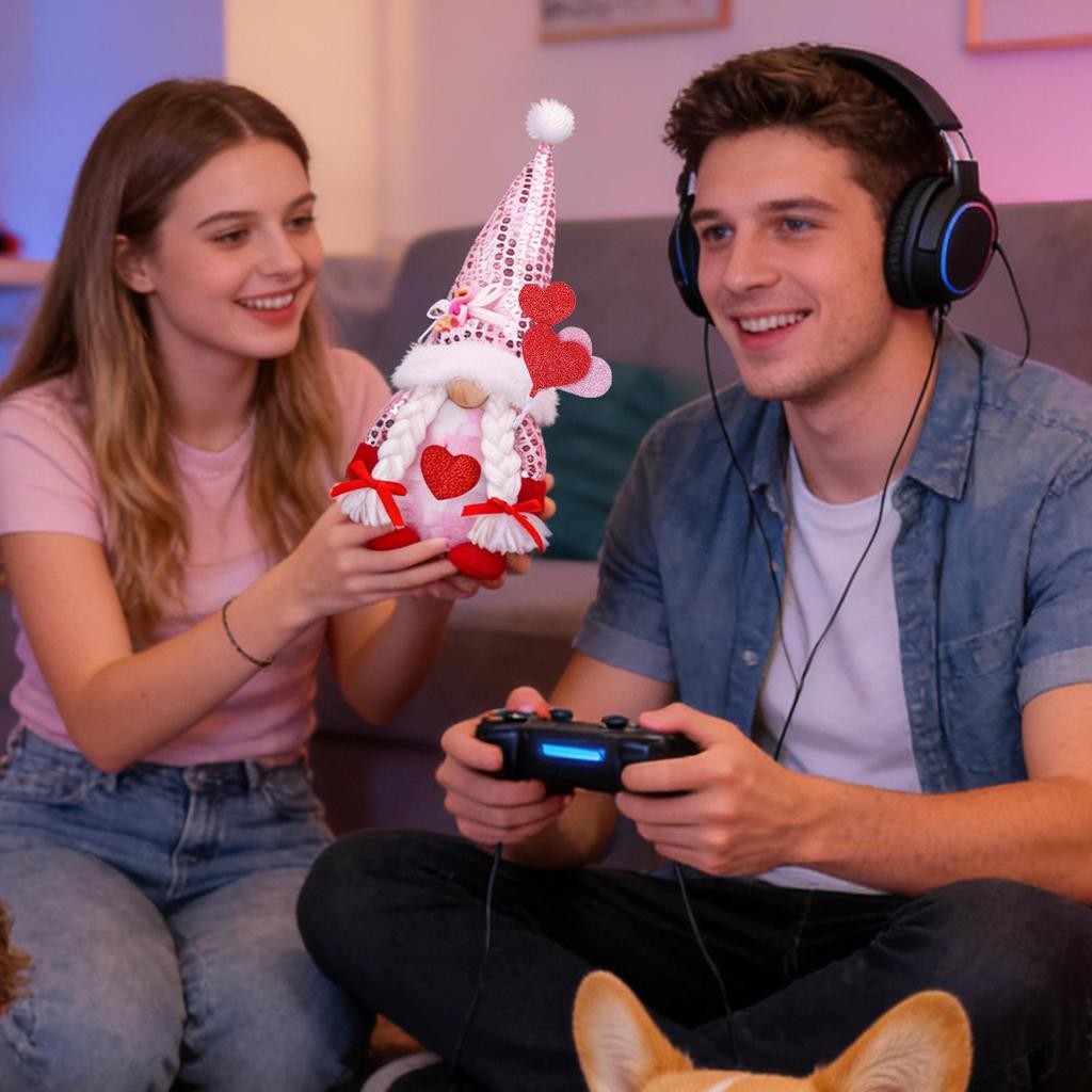 Валентин Гном Декор Сезонное Настольное Украшение Романтическая Кукла-Гном Для Спальни Гостиной Кабинета Книжной Полки Каминной Полки