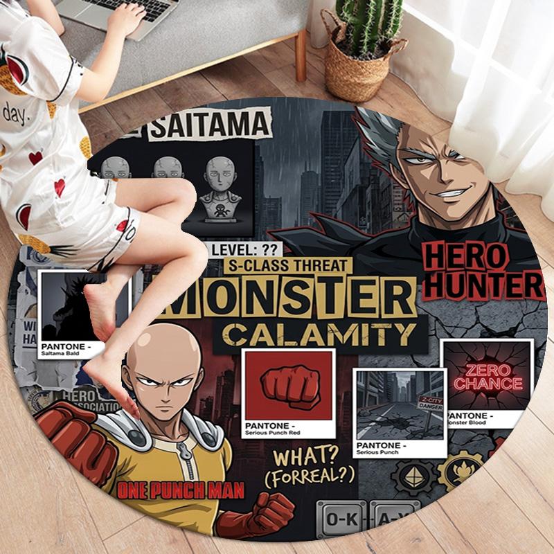 Onepunch Man Round Area Rug Carpet Rug For Living Room Bedroom Sofa Playroom Decor Nonslip Floor Mat