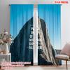 2pcs 2D Flat Printing Curtains Mountain Peak Success Achieved Polyester Without Electricity All Season Party & Holiday Decor Use