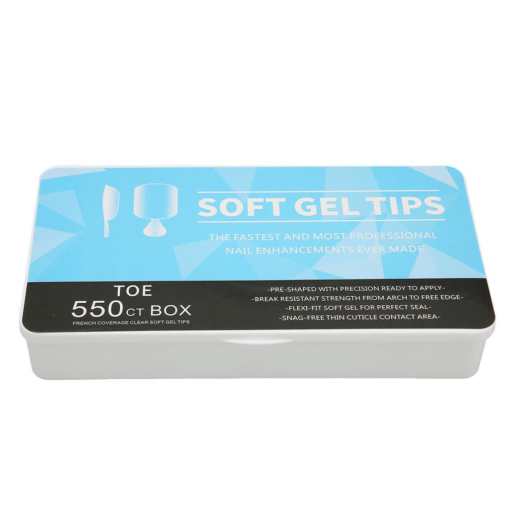 550 шт. Накладные типсы для ногтей на ногах, полное покрытие, прозрачные, искусственные, ультратонкие, разных размеров, дышащие типсы для ногтей на ногах с коробкой для хранения