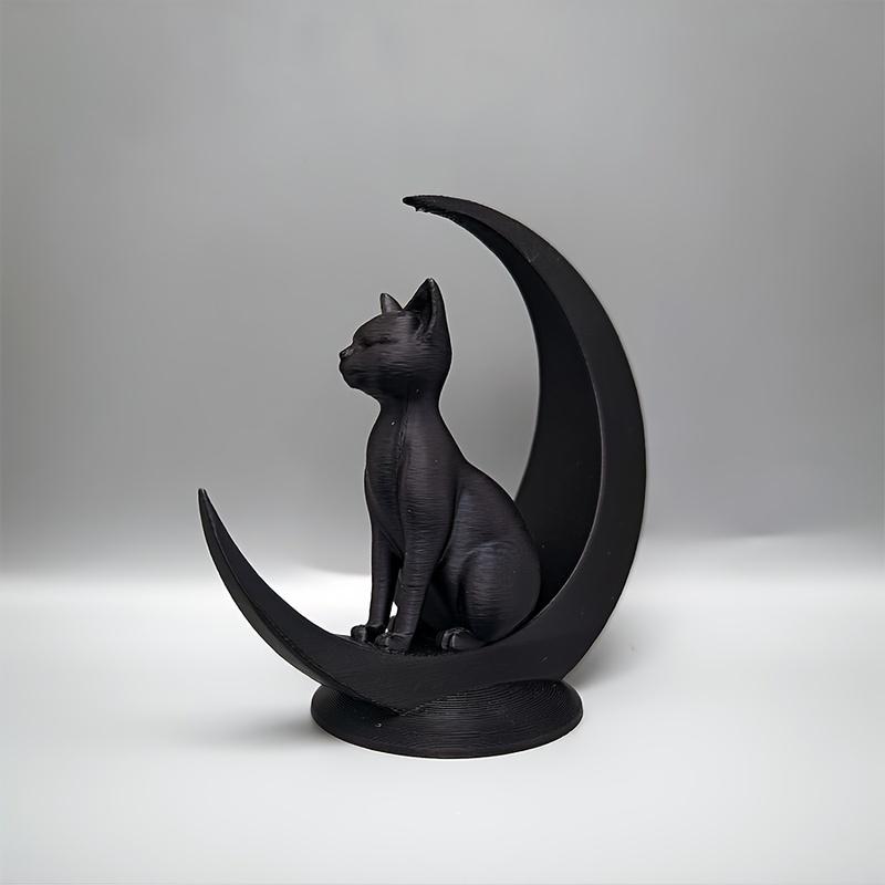 1 упаковка Минималистичная 3D-печатная фигурка Кота на Луне, Креативное украшение для рабочего стола и сада, Современный декор для дома, На день рождения и праздники