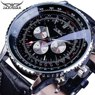 JARAGAR Business Top Watch Automatic Mechanical Watch Men's Three-Disk Six Pin Belt Watch Waterproof Luminous
