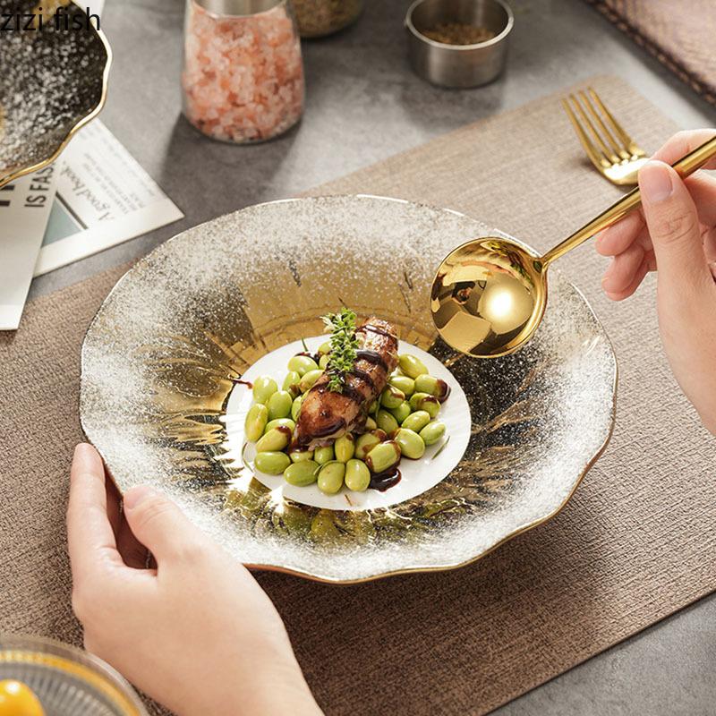 Креативная керамическая глубокая тарелка с эффектом сыпучего песка, салатная тарелка, итальянская тарелка для лапши, десертные тарелки, специальная посуда для молекулярной кухни