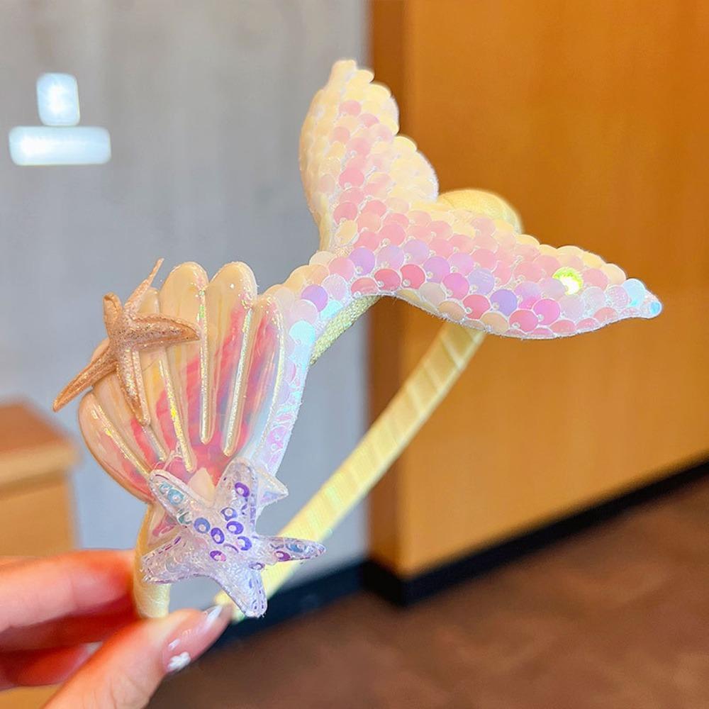 Мультяшная повязка на голову русалки принцессы лазерная головная повязка с блестками модный держатель для волос украшение для волос