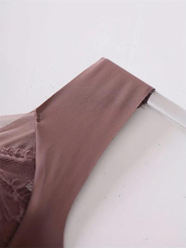 3pcs Contrast Lace Wireless Bras, Comfy & Breathable Push Up Bra, Women's Lingerie & Underwears