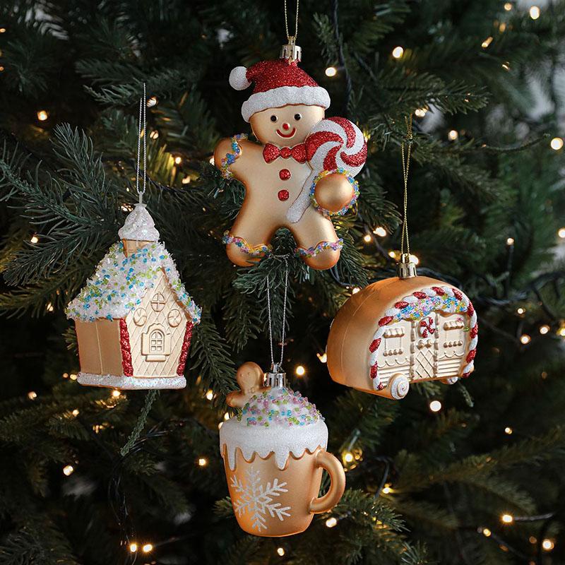 Золотой Красный Мультяшный Рождественский Подвесной Кулон Украшение Рождественская Елка Подвесное Украшение Новогодняя Вечеринка Украшение для Дома